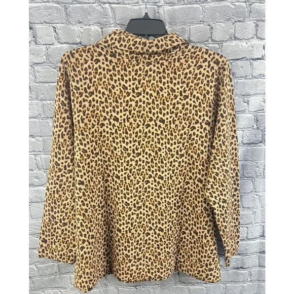 J. Jill  Leopard Print Cowl Neck Pullover LS  Top Shirt  Size 2X - Picture 3 of 9
